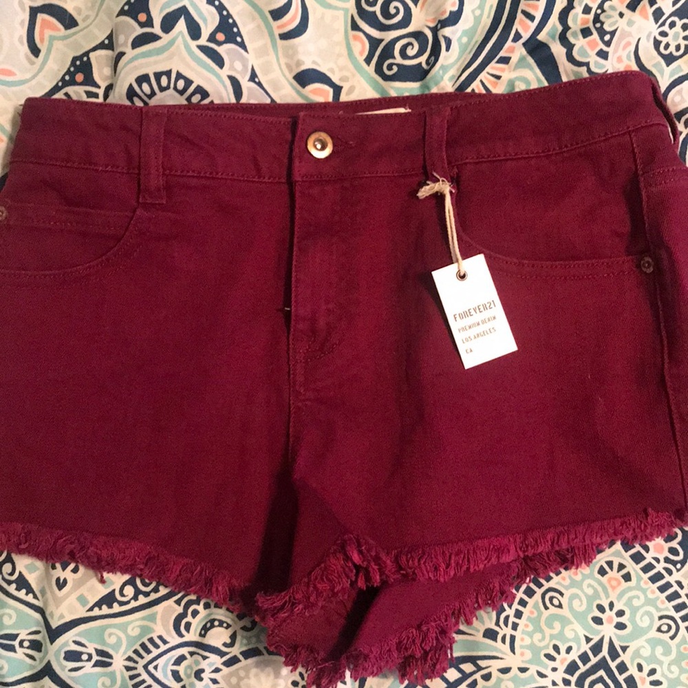Burgundy forever 21 shorts